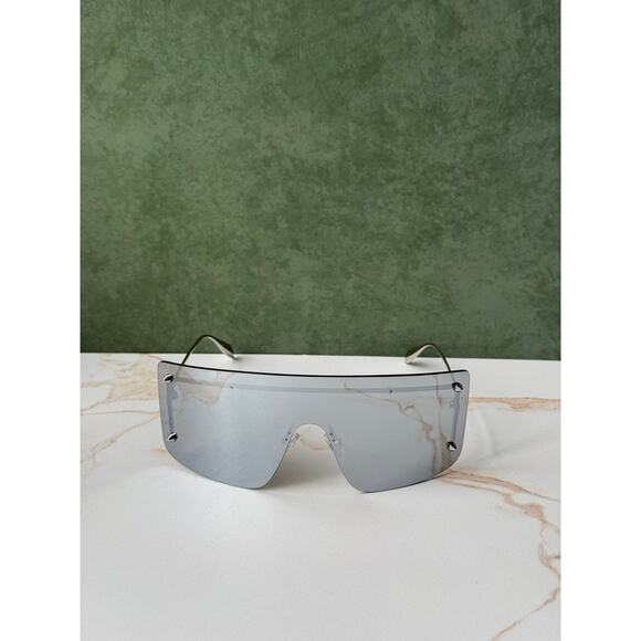 NEW Alexander McQueen AM0412S Silver Mirror Mask Sunglasses main image 8